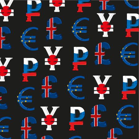 Money signs of the different countriesのイラスト素材