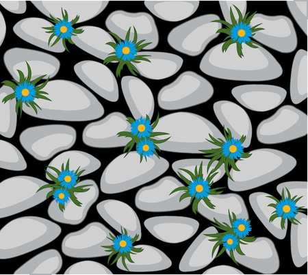 Stone and and flower between stone.のイラスト素材