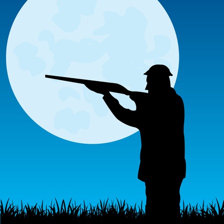 Silhouette of the huntsman at moonのイラスト素材
