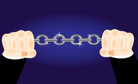 Metallic chain in handのイラスト素材