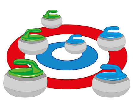 Atheletic play curling circles and atheletic projectileのイラスト素材