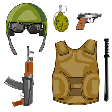 Equipment and weapon militaryのイラスト素材