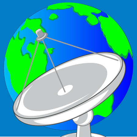 Satellite dish for transceiving the signal and planet landのイラスト素材