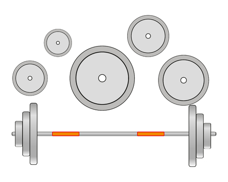 Athletic projectile barbell illustration on white background.のイラスト素材
