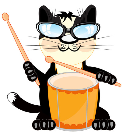 Cat with drumのイラスト素材