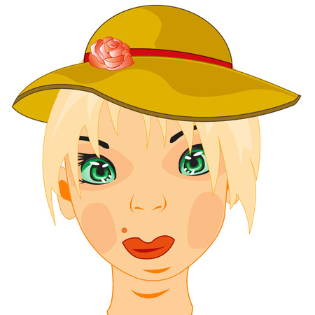 Portrait of the young girl in fashionable hatのイラスト素材