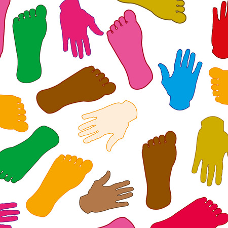 Decorative imprint of the hands and legs of the person colourのイラスト素材