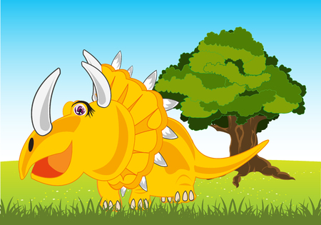 Vector illustration of the extinct dinosaur Eotriceratops on year gladeのイラスト素材