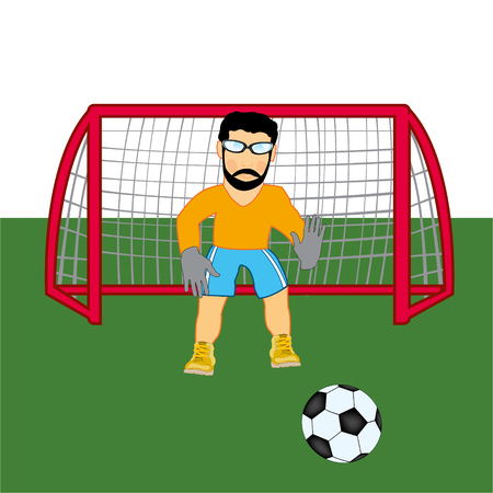 Vector illustration of the soccer field and goalkeeper on winchのイラスト素材