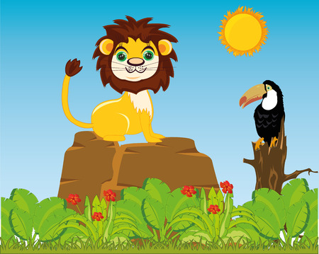 Wild animals and birds on background of the year natureのイラスト素材