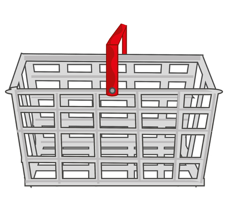 Vector illustration of the empty metallic basket for goodsのイラスト素材