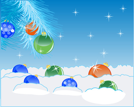 Festive new years decorative background with ball toy for fir treeのイラスト素材
