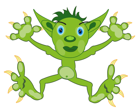 Fairy-tale green crock troll on white background is insulatedのイラスト素材