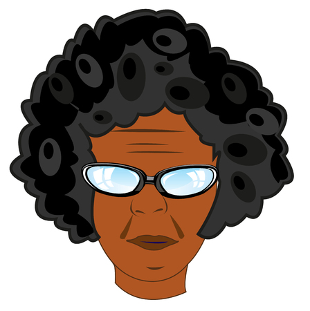 Vector illustration of the portrait men to african appearance on white background bespectacledのイラスト素材