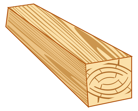 Vector illustration of the wooden pole of the square form for constructionのイラスト素材