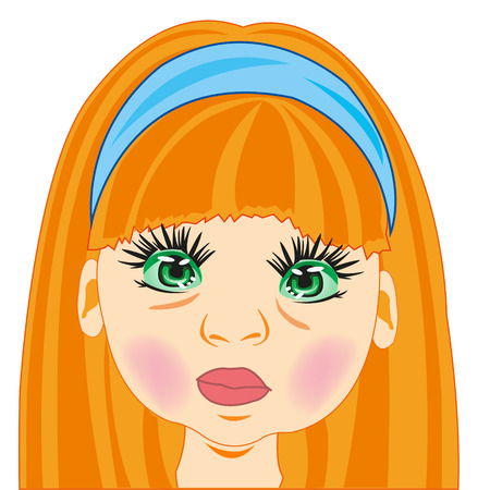 Person of the beautiful girl with hair redhead colour on white background is insulatedのイラスト素材