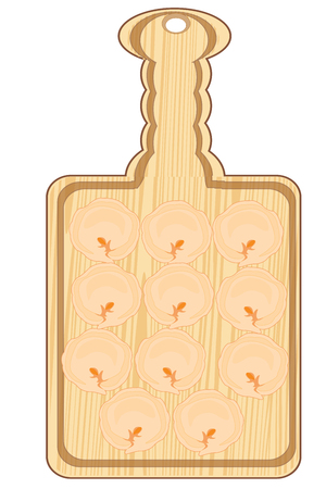 Blinded damp meat dumplings on kitchen board on white background is insulatedのイラスト素材