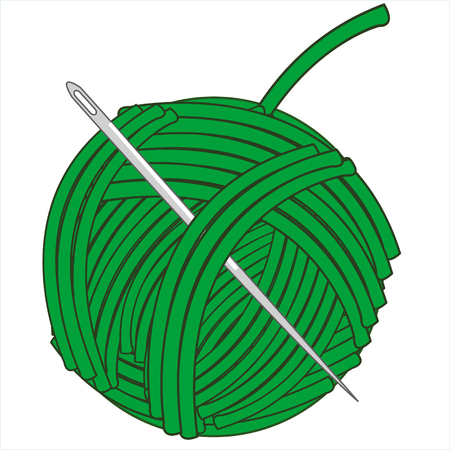Ball with green thread on white background is insulatedのイラスト素材