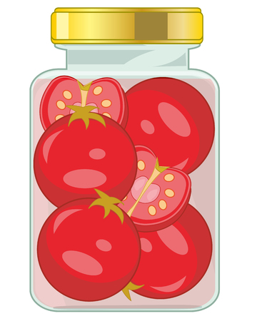 Stocking up on winter of the glass bank ripe tomatoのイラスト素材