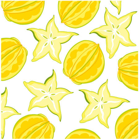 Vector illustration of the decorative pattern from exotic fruit carambolaのイラスト素材