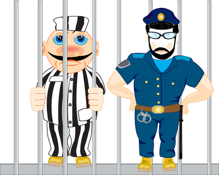 Vector illustration of the cartoon concluded for lattice and police guardのイラスト素材