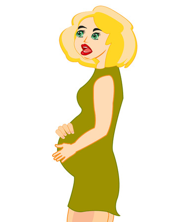 Making look younger pregnant girl on white background is insulatedのイラスト素材