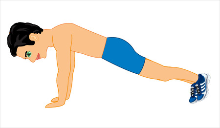 Man does exercise push up on white background is insulatedのイラスト素材