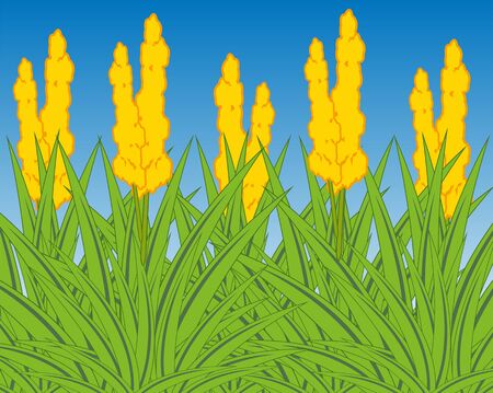 Vector illustration of the year field with flowerのイラスト素材