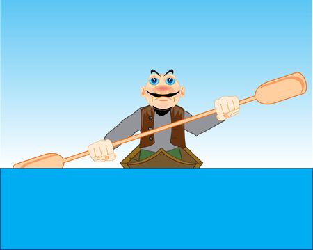 Vector illustration of the cartoon men sailling on kayak on riverのイラスト素材