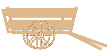 Wooden cart on white background is insulatedのイラスト素材