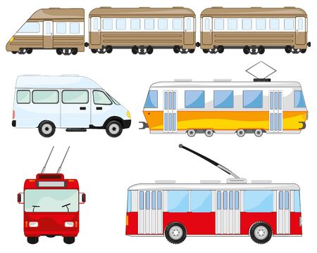 Town and public transport on white background is insulatedのイラスト素材
