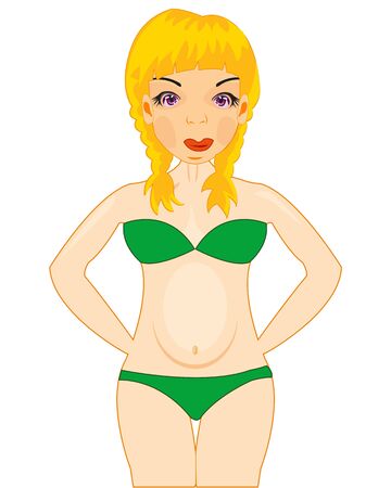 Beautiful making look younger girl in swimsuitのイラスト素材
