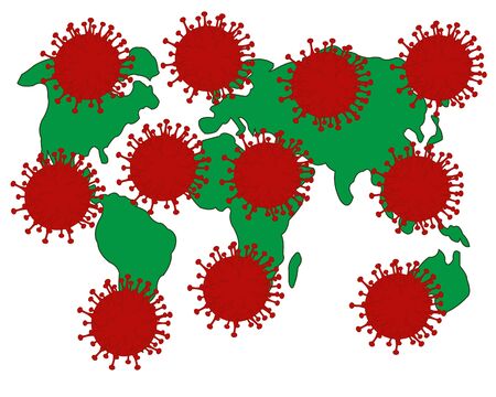 World polluted coronavirus on white background is insulatedのイラスト素材
