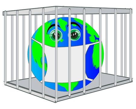 Planet land on quarantine insulated in hutchのイラスト素材