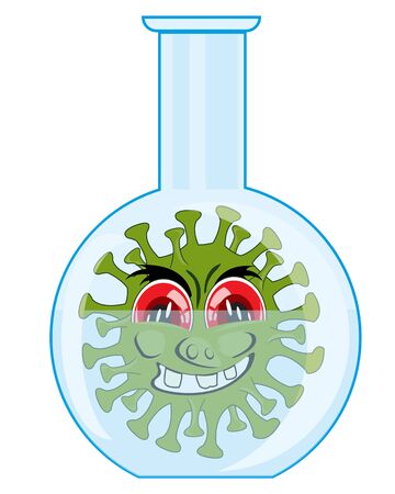 Cartoon to infections coronavirus in glass flaskのイラスト素材