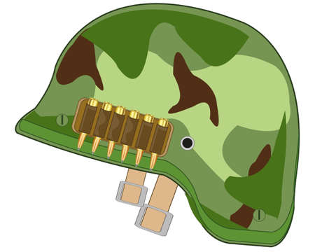 Helmet of the military colour camouflage on white background is insulatedのイラスト素材
