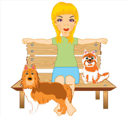 Making look younger girl with animal cat and dogのイラスト素材