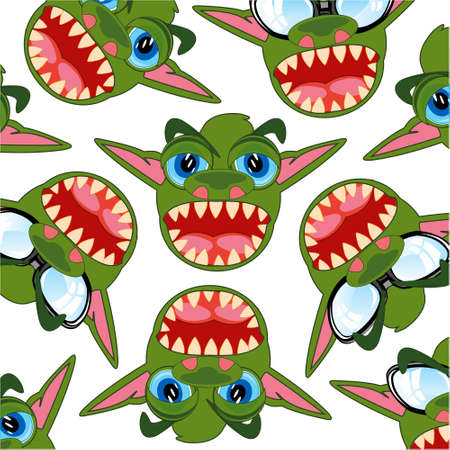 Cartoon of the head of the toothy crock decorative patternのイラスト素材