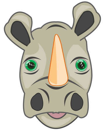 Vector illustration of the cartoon of the head animal rhinocerosのイラスト素材
