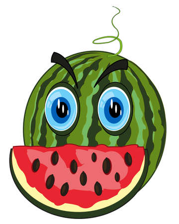 Berry watermelon cartoon on white background is insulatedのイラスト素材