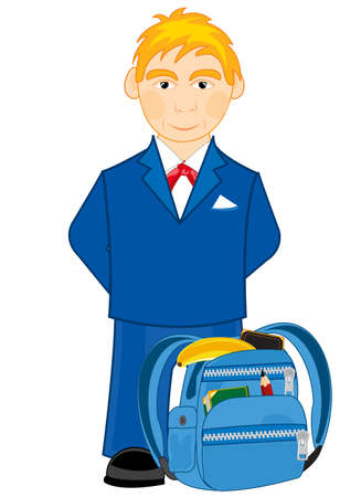 Boy schoolboy with briefcase with school attributeのイラスト素材