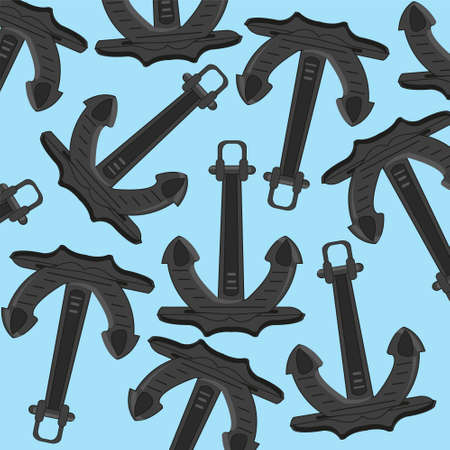 Anchor ship decorative pattern on turn blue backgroundのイラスト素材