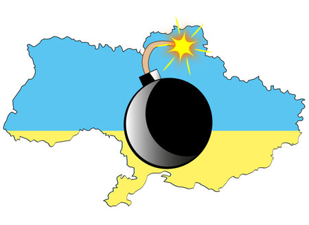 Bomb with alight wick on card state Ukraineのイラスト素材