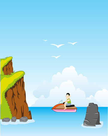 Beautiful type on sea and steep coastのイラスト素材