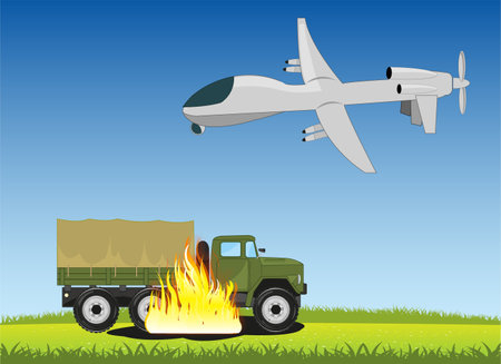 Military drone strikes a blow on military technologyのイラスト素材