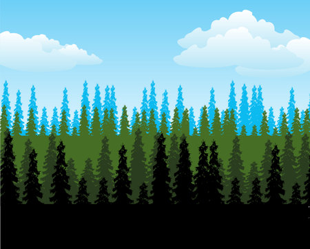 Landscape boundless wood year daytime vector illustrationのイラスト素材