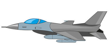 American plane fighter f-16 on white background is insulatedのイラスト素材