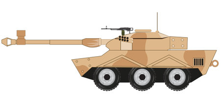 French tank on wheel on white background is insulatedのイラスト素材