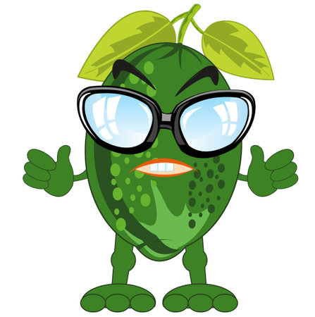 Fruit lime comic illustration on white background is insulatedのイラスト素材