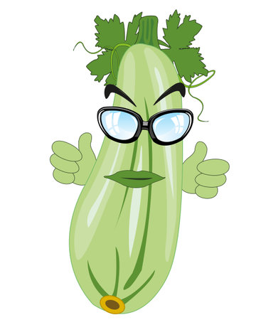 Comic illustration of the cartoon of the alive vegetable joint bespectacled and with handのイラスト素材